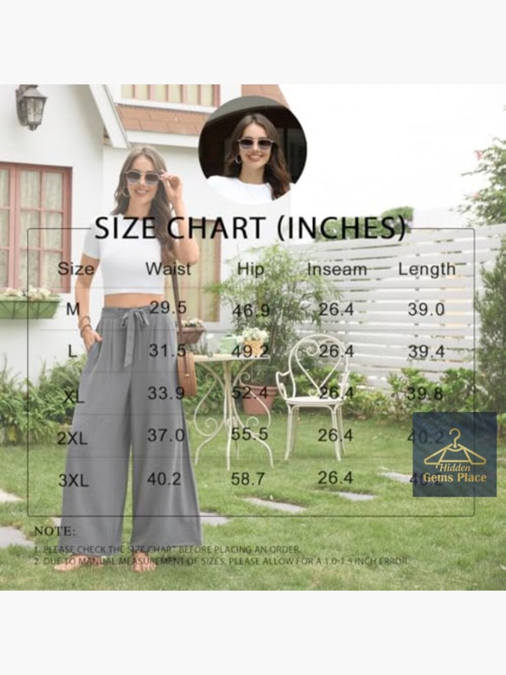 Wide Leg Lounge Pants High Waisted Drawstring Palazzo Trousers with Pockets - Picture 4 of 6